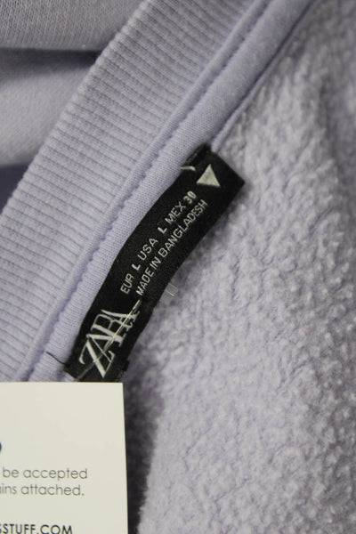 Zara Womens Pullover Purple Crew Neck Cotton Long Sleeve Size L