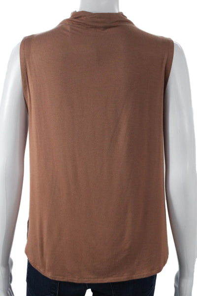 Babaton Women Brown Mock Neck Sleeveless Basic Tank Size S