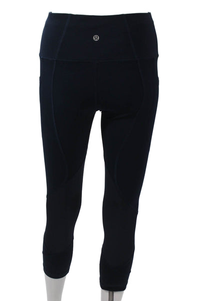 Lululemon Womens Capri Leggings Blue Nylon Pull On Size 4