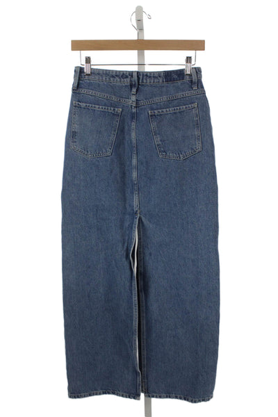 Zara Women Blue Cotton Straight Pencil Skirt Long Size XS