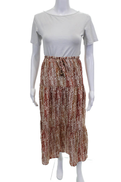 Shoshanna Women Multicolor Geometric Cotton Maxi Skirt Long Size M