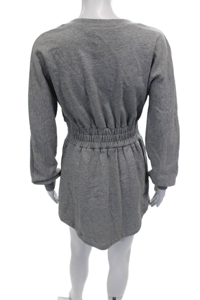 Cinq A Sept Womens Sweater Dress Gray Cotton Crew Neck Long Sleeve Size XS