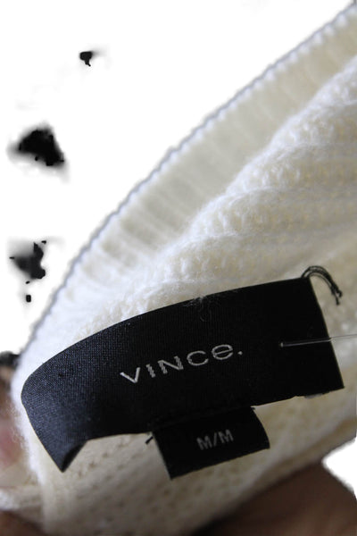 Vince Women Ivory Wool V Neck Pullover Sweater Long Sleeve Size M