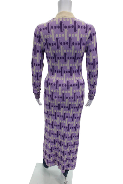 Dodo Bar Or Womens Purple Collared Knit Shirt Dress Button Long Sleeve Size 40