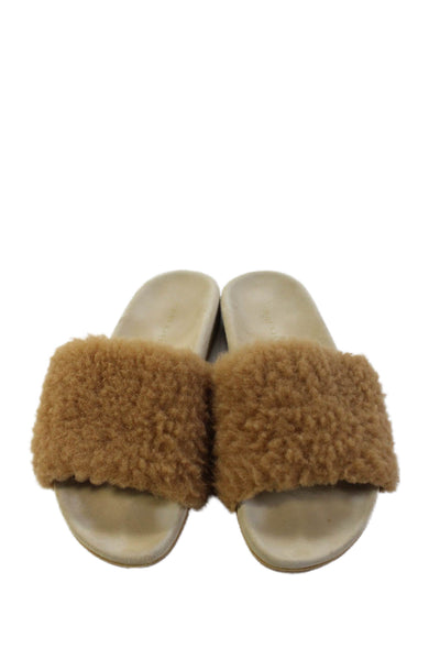 Jenni Kayne Womens Casual Shearling Detail Slippers Brown Size EUR 37
