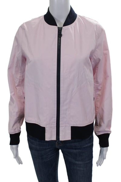 Tory Sport Womens Bomber Jacket Pink Zip Nylon Long Sleeve Size XS