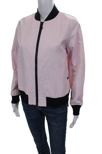 Tory Sport Womens Bomber Jacket Pink Zip Nylon Long Sleeve Size XS