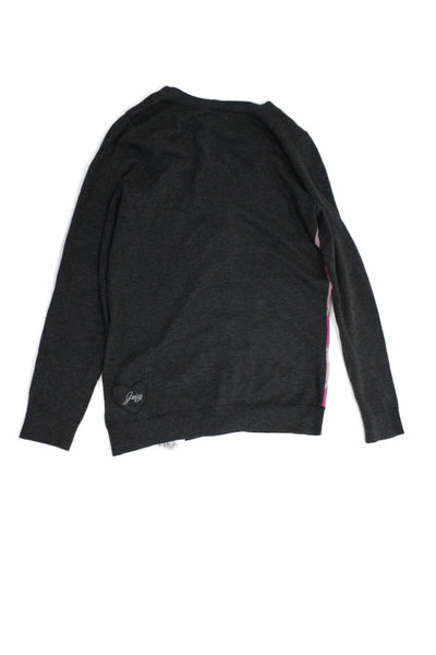 Juicy Couture Childrens Girls Argyle Print Cardigan Sweater Grey Pink Size 14