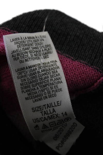 Juicy Couture Childrens Girls Argyle Print Cardigan Sweater Grey Pink Size 14