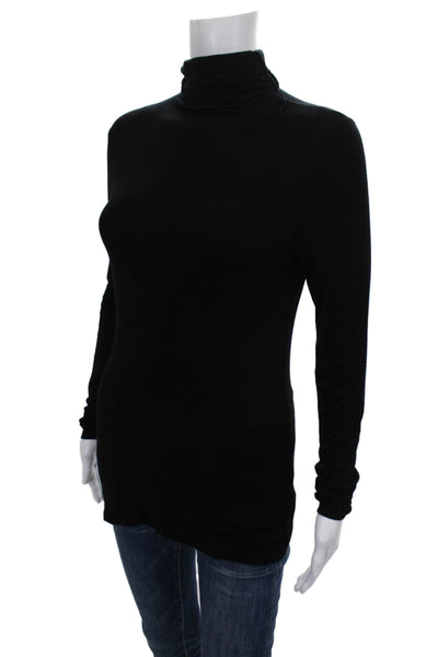 Michael Michael Kors Women Black Turtleneck Long Sleeve T-Shirt Rayon Size XS