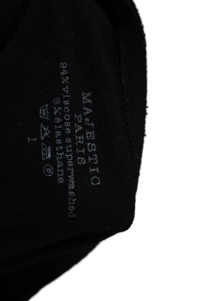 Majestic Paris Womens Basic Scoop Neck 3/4 Sleeve T-Shirt Black Size 1