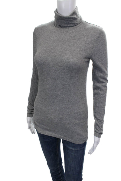 J Crew Womens Basic T-Shirt Gray Turtleneck Long Sleeve 100% Cotton Size XS