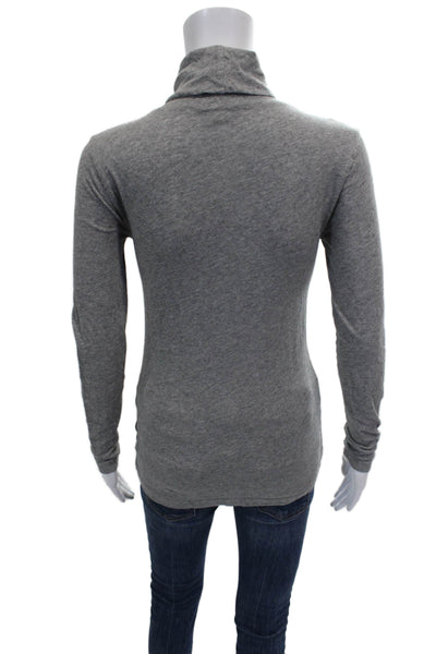 J Crew Womens Basic T-Shirt Gray Turtleneck Long Sleeve 100% Cotton Size XS