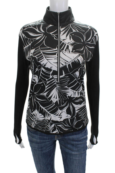 Polo Golf Ralph Lauren Women Floral Mock Neck Pullover Nylon Long Sleeve Size S