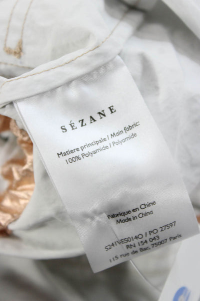 Sezane Women Solid Brown Polyamide Jacket Size 38