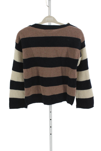 Madewell Women Gray Striped Merino Wool Boat Neck Sweater Size XS