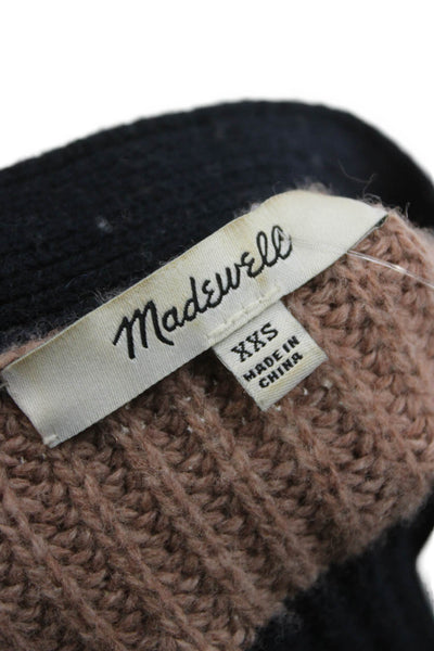 Madewell Women Gray Striped Merino Wool Boat Neck Sweater Size XS