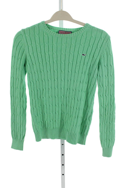 Vineyard Vines Womens Green Cotton Crewneck Long Sleeve Sweater Size XS