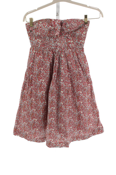 J Crew Women Red Floral Off The Shoulder Cotton Short Dress Size 0