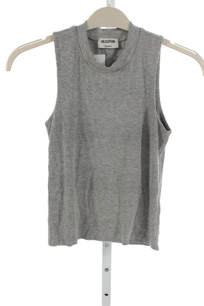 LNA Women Sleeveless High Neck Solid Rayon Top Green Size XS