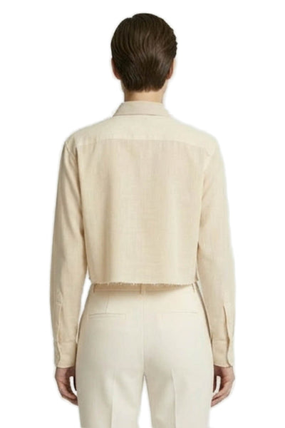 Riley Womens Collared Long Sleeve Solid Cotton Shirt Beige Size One Size
