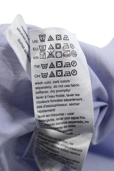 Calvin Klein Mens Shirt Blue Cotton Collared Long Sleeve Solid Size S