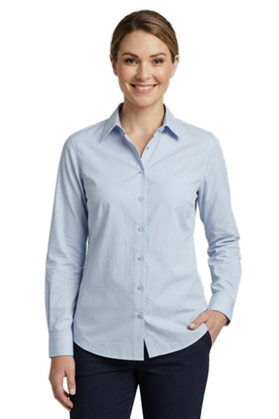 Isaac Mizrahi Womens Cotton Striped Collared Long Sleeve Shirt Size 16