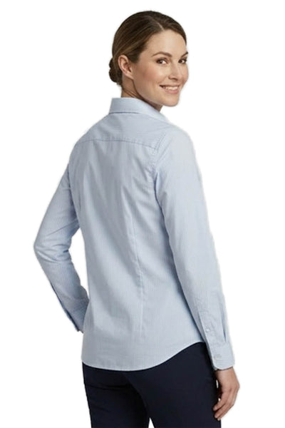 Isaac Mizrahi Womens Cotton Striped Collared Long Sleeve Shirt Size 16