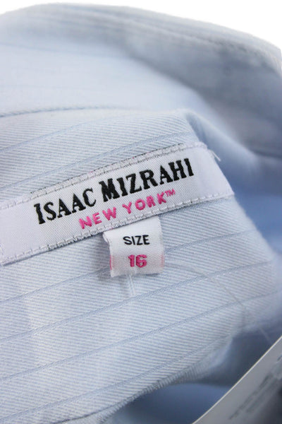 Isaac Mizrahi Womens Cotton Striped Collared Long Sleeve Shirt Size 16