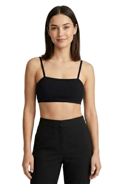 Donni Womens Sports Bra Black Tencel Scoop Neck Size S