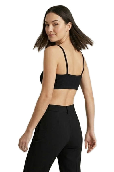 Donni Womens Sports Bra Black Tencel Scoop Neck Size S