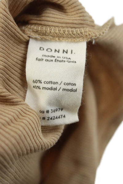 Donni Womens Basic Brown Sleeveless Scoop Neck Tank Size XS