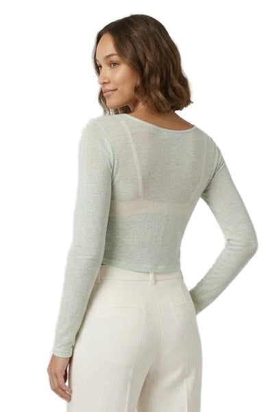 Joah Brown Womens Long Sleeve Shirt Round Neck Modal White Solid Size M