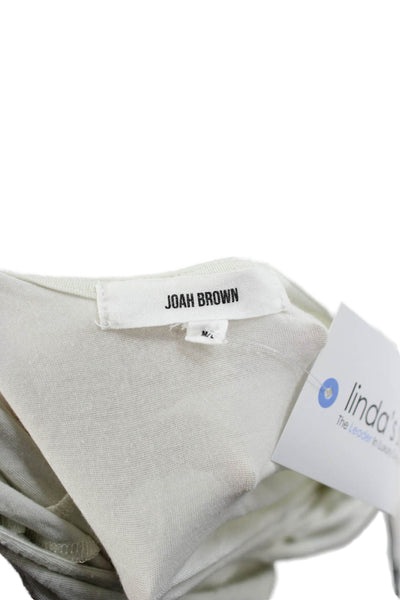 Joah Brown Womens Long Sleeve Shirt Round Neck Modal White Solid Size M