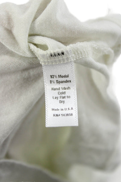 Joah Brown Womens Long Sleeve Shirt Round Neck Modal White Solid Size M