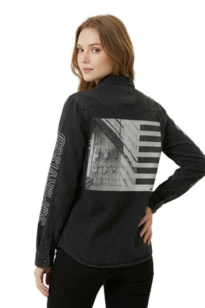 Zara Womens Black Denim Jacket Size M