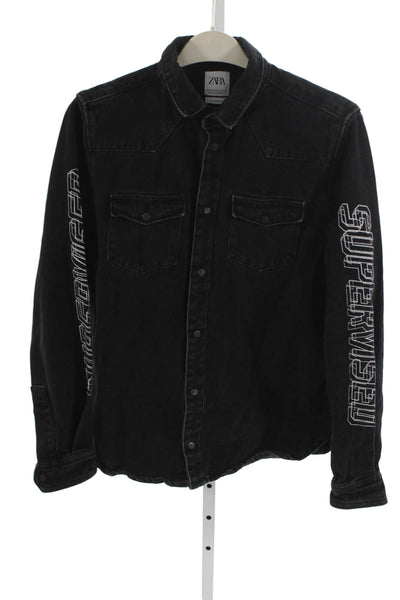 Zara Womens Black Denim Jacket Size M