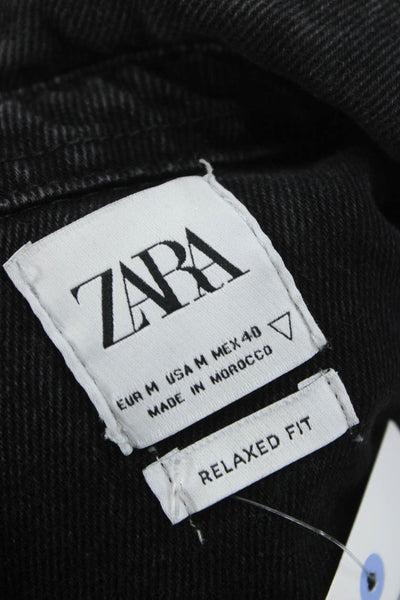 Zara Womens Black Denim Jacket Size M