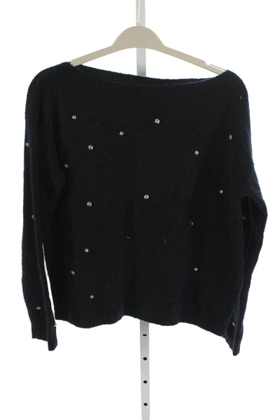 Numph Womens Blue Boat Neck Pullover Sweater Long Sleeve Polyester Size M