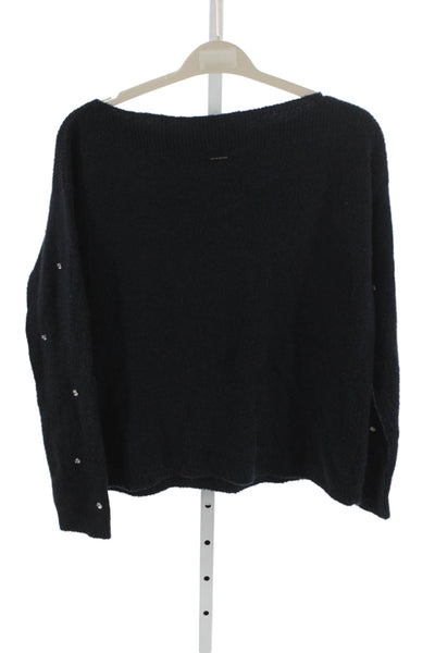Numph Womens Blue Boat Neck Pullover Sweater Long Sleeve Polyester Size M