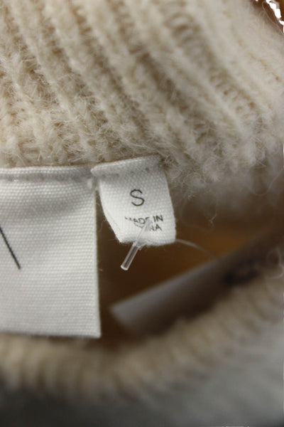 NIA Womens Long Sleeve Crew Neck Nylon Sweater White Size S