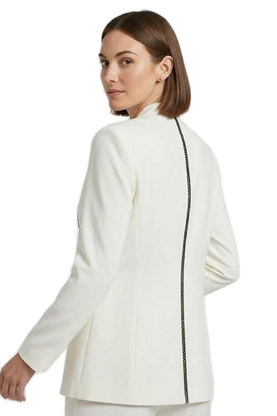 T Tahari Womens White Polyester Button Jacket Size 10