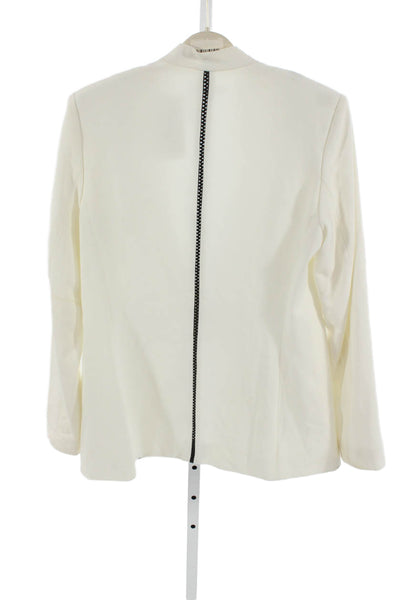 T Tahari Womens White Polyester Button Jacket Size 10