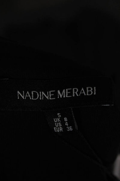 Nadine Merabi Women Jumpsuit Black V-Neck Long Sleeve Polyester Size 4