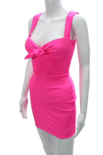 Alex Perry Women Bodycon Dress Pink Sweetheart Sleeveless Short Zip Size 6
