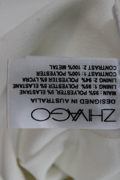 Zhivago Women White One Shoulder Long Sleeve Knee Length Dress Size 10