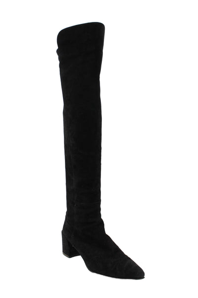 Stuart Weitzman Womens Suede Block Heels Over Knee Boots Shoes Black Size 7.5M
