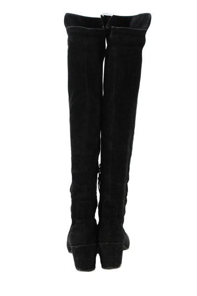 Stuart Weitzman Womens Suede Block Heels Over Knee Boots Shoes Black Size 7.5M