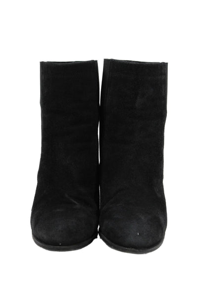 Stuart Weitzman Womens Suede Block Heels Ankle Boots Shoes Black Size 8M