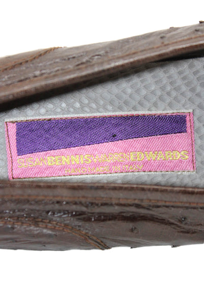 Susan Bennis Warren Edwards Mens Ostrich Skin Loafers Brown Size 10.5 A